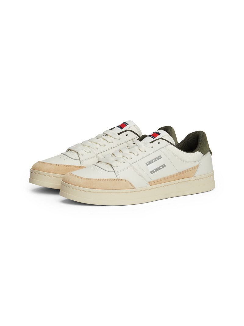 Tommy Jeans Sneaker low 'The Greenwich'  crem / oliv / portocaliu pastel / roșu