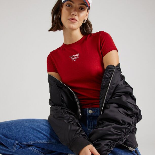 Tommy Jeans Tricou 'Essential'  roșu / alb