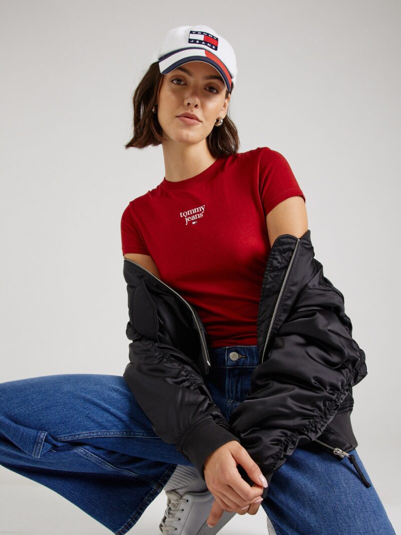 Tommy Jeans Tricou 'Essential'  roșu / alb