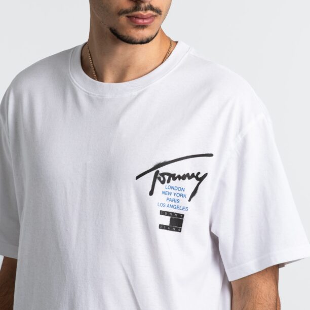 Cumpăra Tommy Jeans Tricou  azur / gri metalic / alb