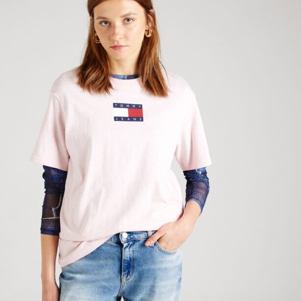 Tommy Jeans Tricou  bleumarin / roz pastel / roșu / alb