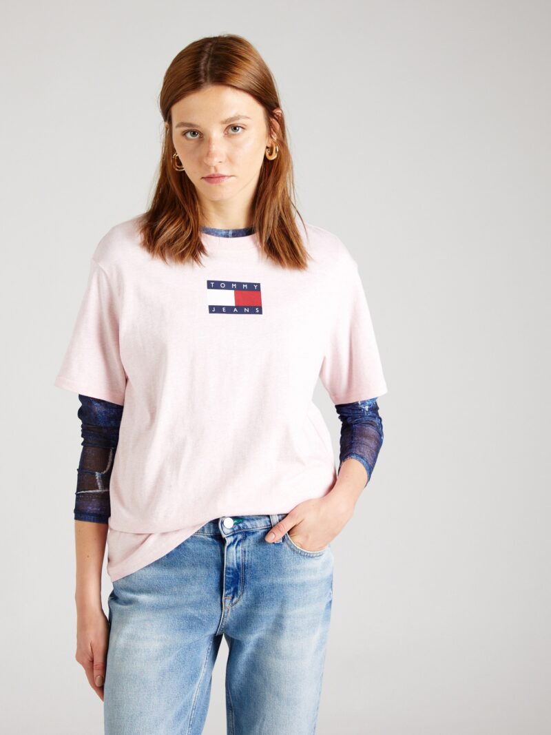 Tommy Jeans Tricou  bleumarin / roz pastel / roșu / alb