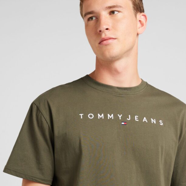 Tommy Jeans Tricou  oliv / alb