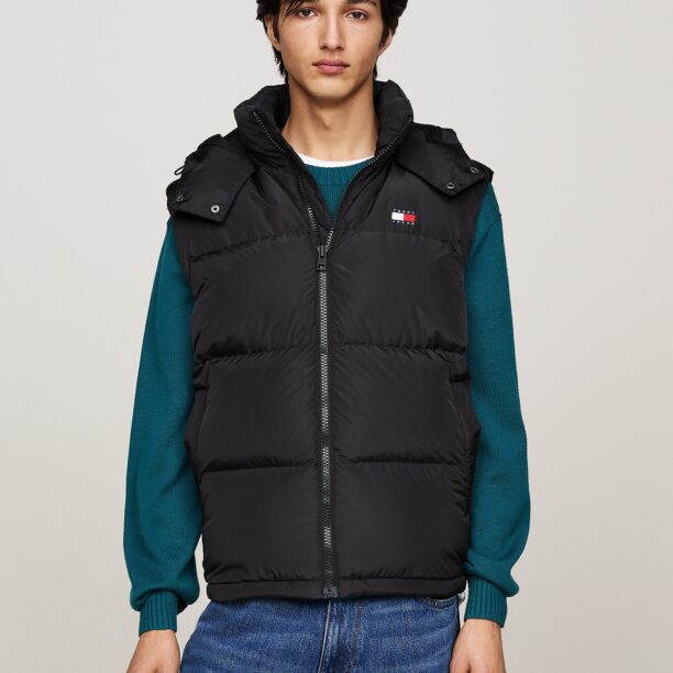 Tommy Jeans Vestă 'Alaska'  negru / alb murdar