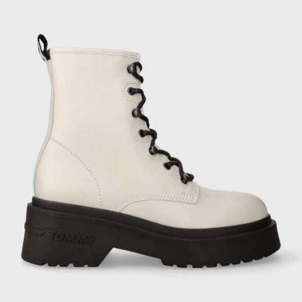 Tommy Jeans bocanci de piele TJW LACE UP BOOT CHUNKY femei