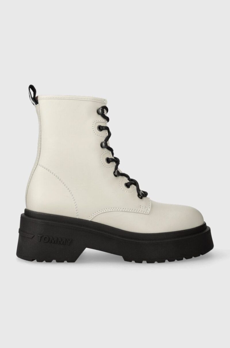 Tommy Jeans bocanci de piele TJW LACE UP BOOT CHUNKY femei