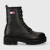 Tommy Jeans bocanci de piele TJW URBAN BOOT TUMBLED LTR WL femei