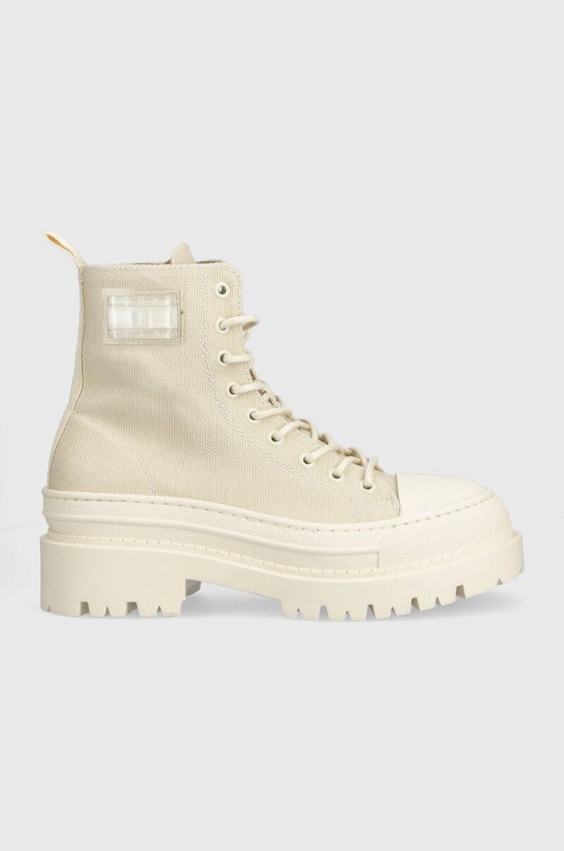 Tommy Jeans botine TJW FOXING CANVAS BOOT femei