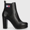 Tommy Jeans cizme de piele TJW NEW ESS HIGH HEEL BOOT femei