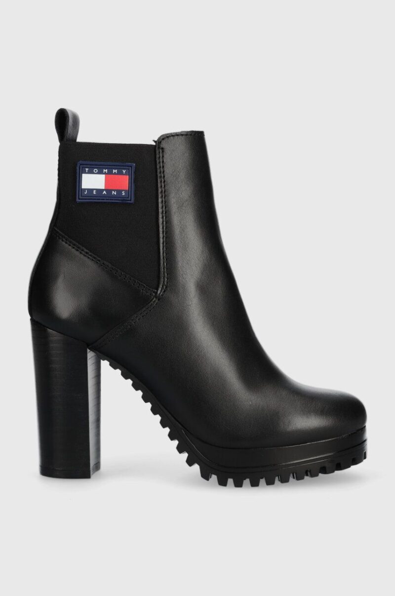 Tommy Jeans cizme de piele TJW NEW ESS HIGH HEEL BOOT femei