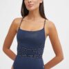 Tommy Jeans costum de baie dintr-o bucată culoarea bleumarin