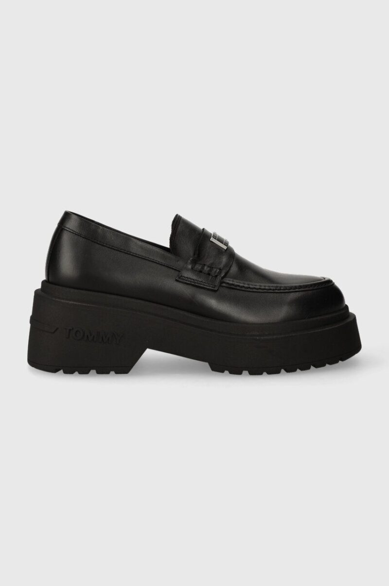 Tommy Jeans mocasini de piele TJW CHUNKY LOAFER femei