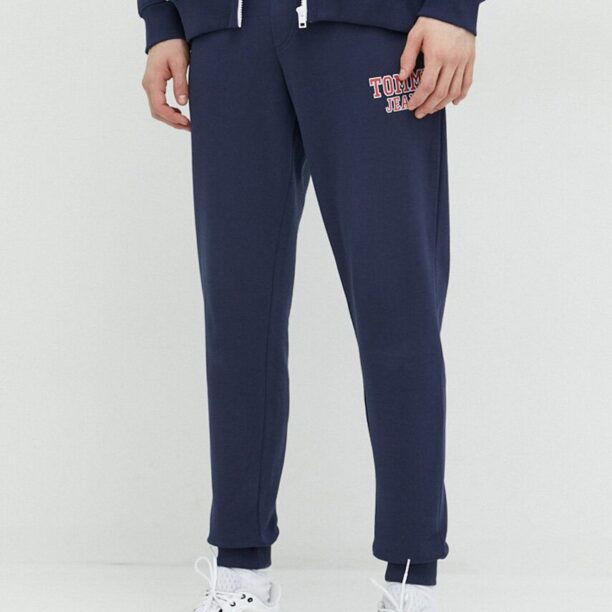 Tommy Jeans pantaloni de trening culoarea albastru marin