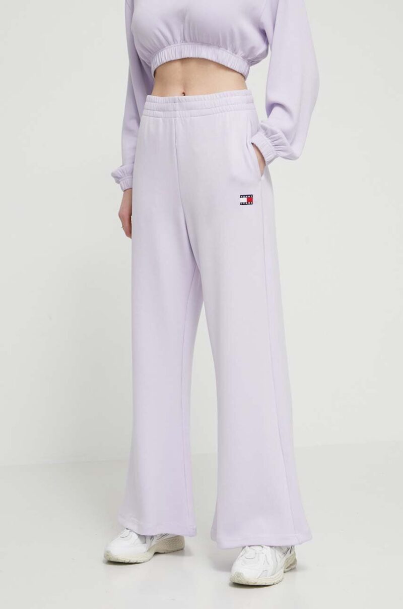 Tommy Jeans pantaloni de trening culoarea violet