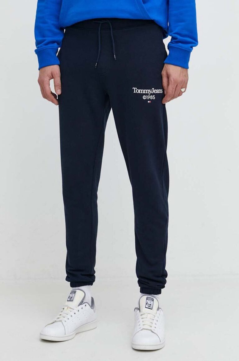 Tommy Jeans pantaloni de trening din bumbac culoarea bleumarin