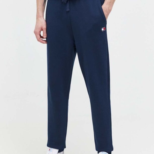 Tommy Jeans pantaloni de trening din bumbac culoarea bleumarin