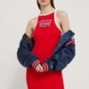 Tommy Jeans rochie Archive Games culoarea roșu