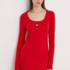 Tommy Jeans rochie culoarea roșu