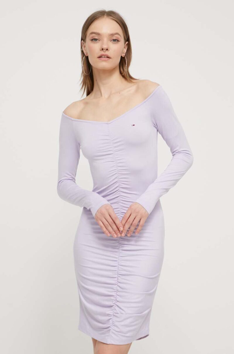 Tommy Jeans rochie culoarea violet