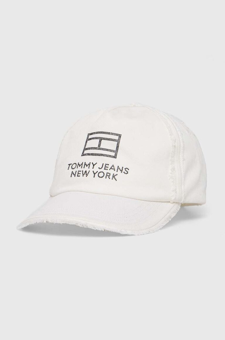 Tommy Jeans șapcă de baseball din bumbac culoarea alb