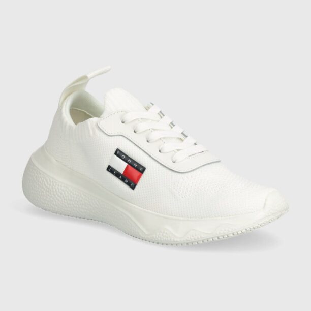 Tommy Jeans sneakers TJW KNIT RUNNER culoarea alb