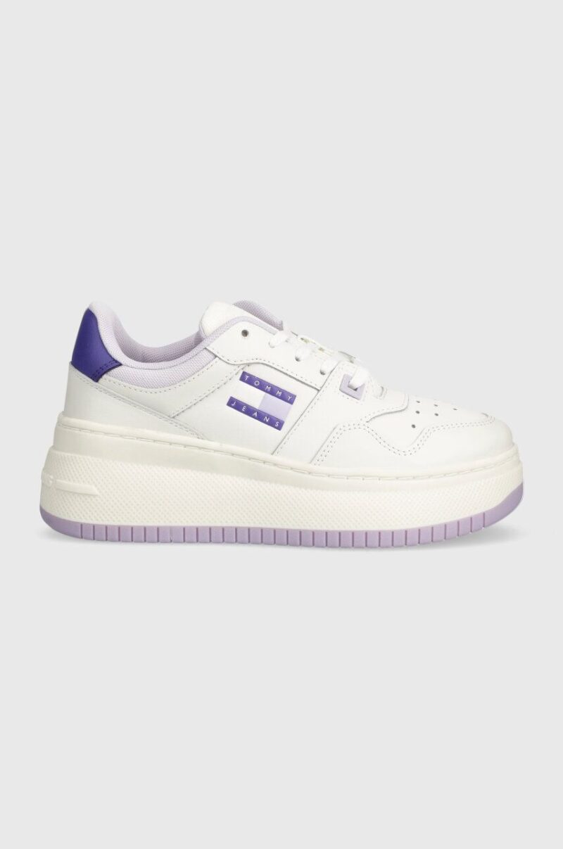 Tommy Jeans sneakers TJW RETRO BASKET FLATFORM ESS culoarea violet