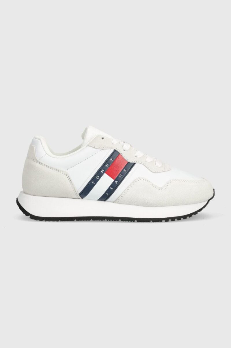 Tommy Jeans sneakers din piele TJM MODERN RUNNER culoarea alb