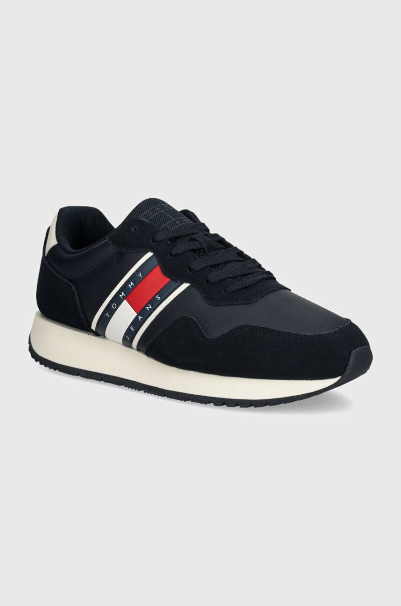 Tommy Jeans sneakers din piele TJM MODERN RUNNER culoarea albastru marin