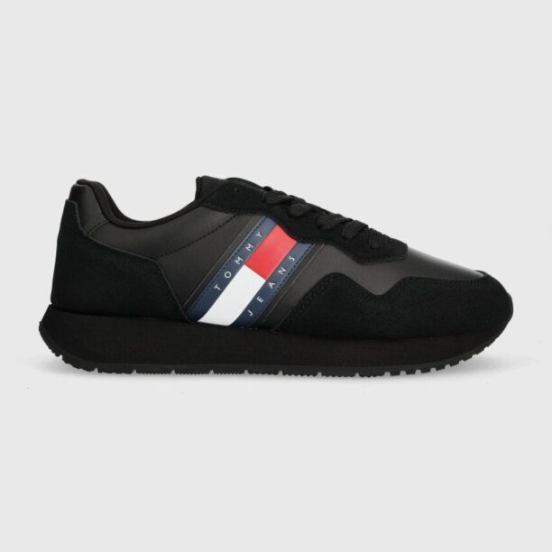 Tommy Jeans sneakers din piele TJM MODERN RUNNER culoarea negru