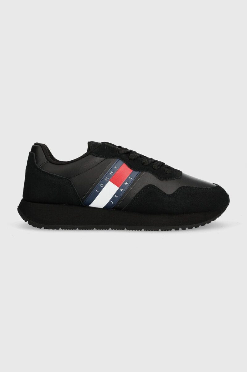 Tommy Jeans sneakers din piele TJM MODERN RUNNER culoarea negru