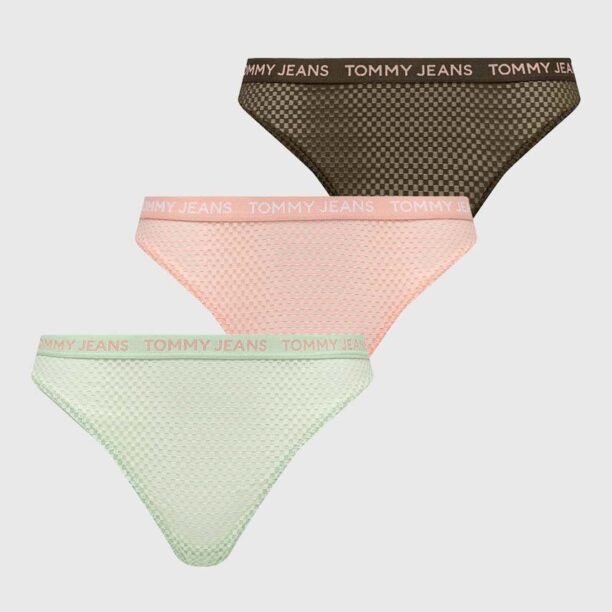 Tommy Jeans tanga 3-pack culoarea verde UW0UW05010