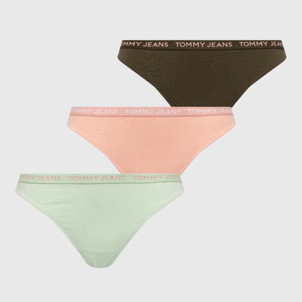 Tommy Jeans tanga 3-pack culoarea verde UW0UW05011