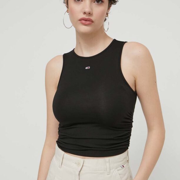 Tommy Jeans top culoarea negru DW0DW17893