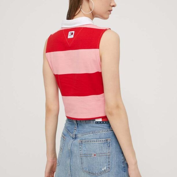 Tommy Jeans top din bumbac culoarea roșu DW0DW17764 preţ