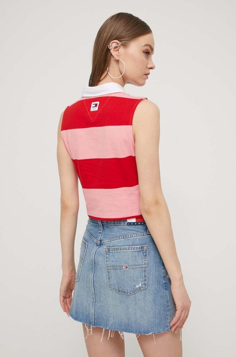 Tommy Jeans top din bumbac culoarea roșu DW0DW17764 preţ