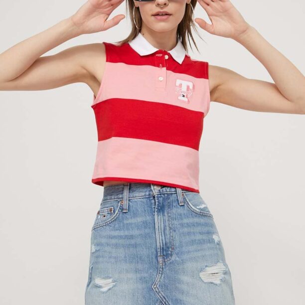 Tommy Jeans top din bumbac culoarea roșu DW0DW17764