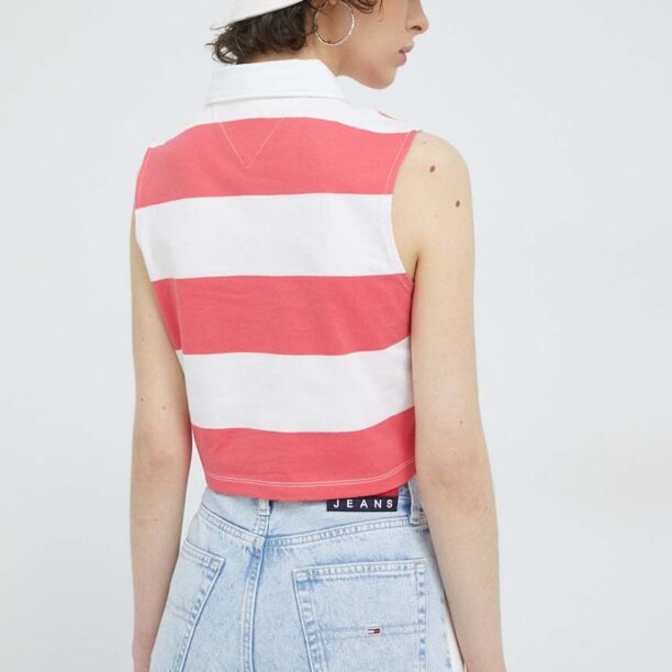 Tommy Jeans top din bumbac culoarea roz preţ