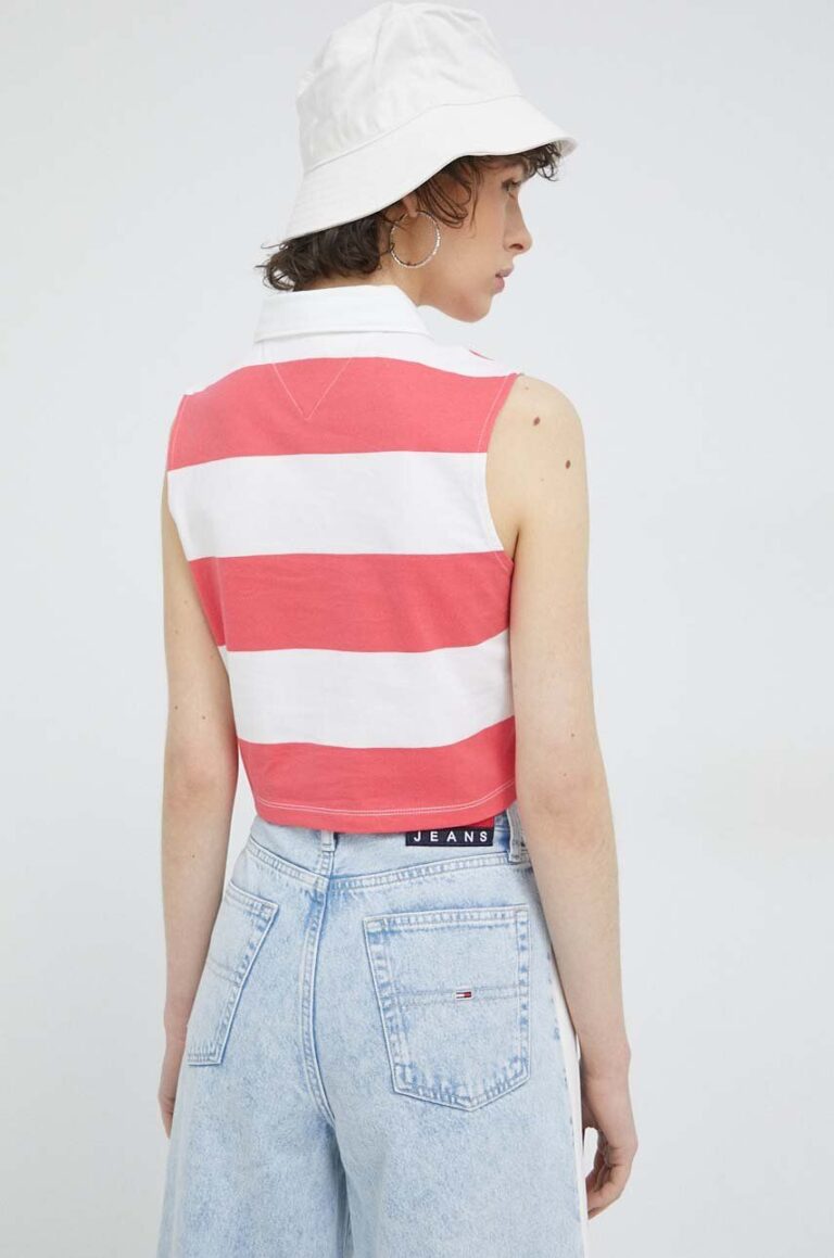 Tommy Jeans top din bumbac culoarea roz preţ