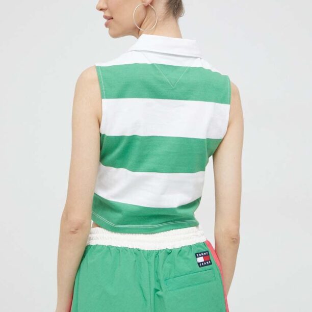 Tommy Jeans top din bumbac culoarea verde preţ