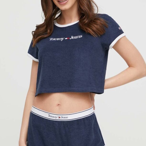 Tommy Jeans tricou de plajă culoarea albastru marin preţ