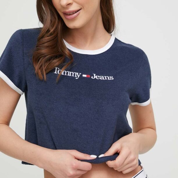 Tommy Jeans tricou de plajă culoarea albastru marin