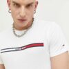 Tommy Jeans tricou din bumbac culoarea alb