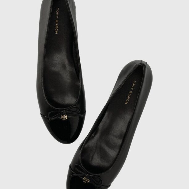 Tory Burch balerini de piele CAP-TOE BALLET culoarea negru