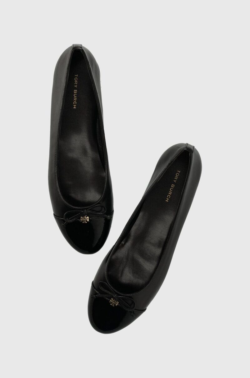 Tory Burch balerini de piele CAP-TOE BALLET culoarea negru