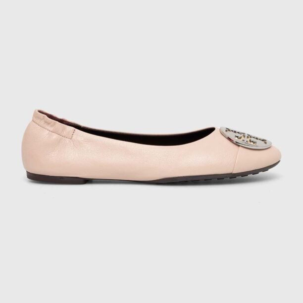 Tory Burch balerini de piele Claire Cap-Toe Ballet culoarea bej