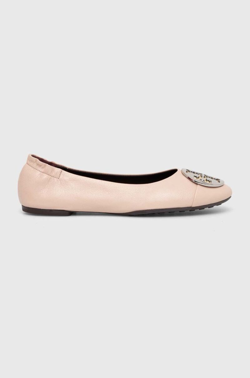 Tory Burch balerini de piele Claire Cap-Toe Ballet culoarea bej