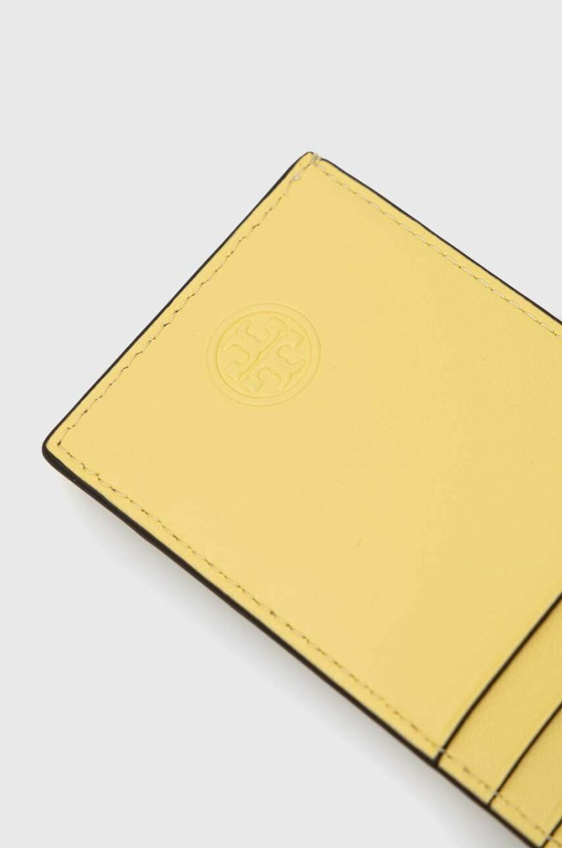 Tory Burch carcasa din piele culoarea galben preţ