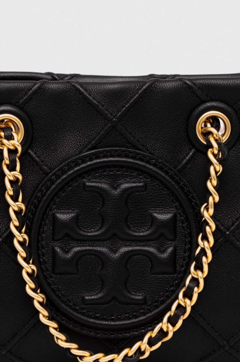 Tory Burch geantă din piele cu două fețe culoarea negru preţ