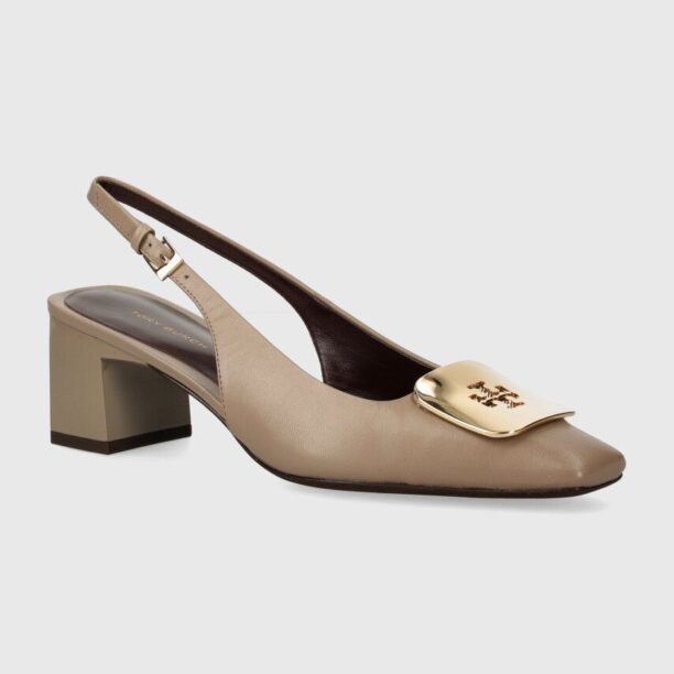 Tory Burch pantofi de piele Georgia Slingback culoarea bej