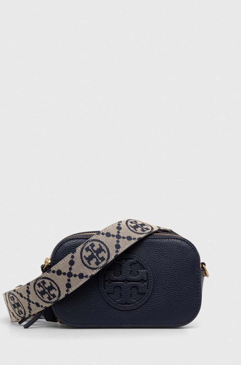 Tory Burch poseta de piele culoarea albastru marin